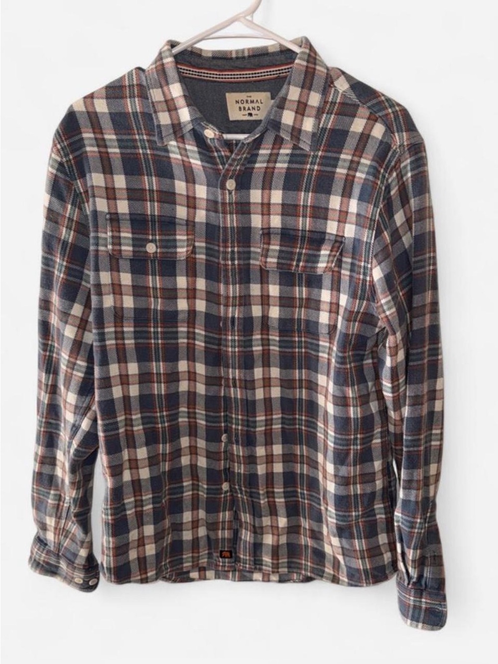 The Normal Brand Men's Navy, Cream & Brown Plaid Button-Down Shirt